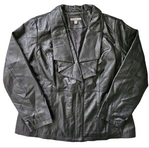 Jessica London Women's Black Leather Jacket 100% Leather Women's 16